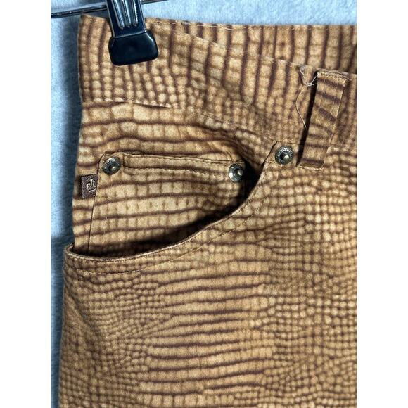 Lauren Ralph Lauren Sz 8 Snakeskin Crop Stretch Jeans Straight Leg Animal Print‎ - Picture 5 of 10